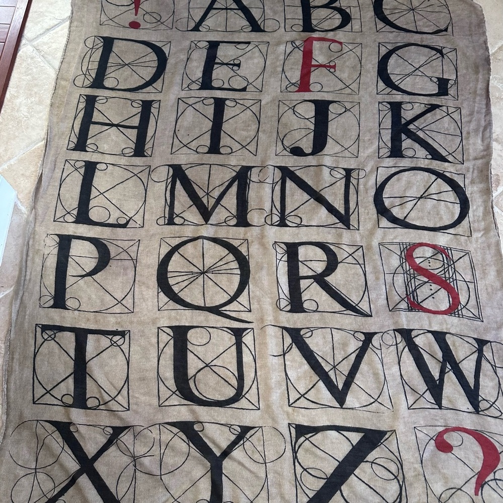Faliero Sarti Roman Italian Renaissance Alphabet Davinci Dark Academia Scarf